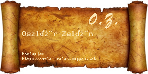 Oszlár Zalán névjegykártya